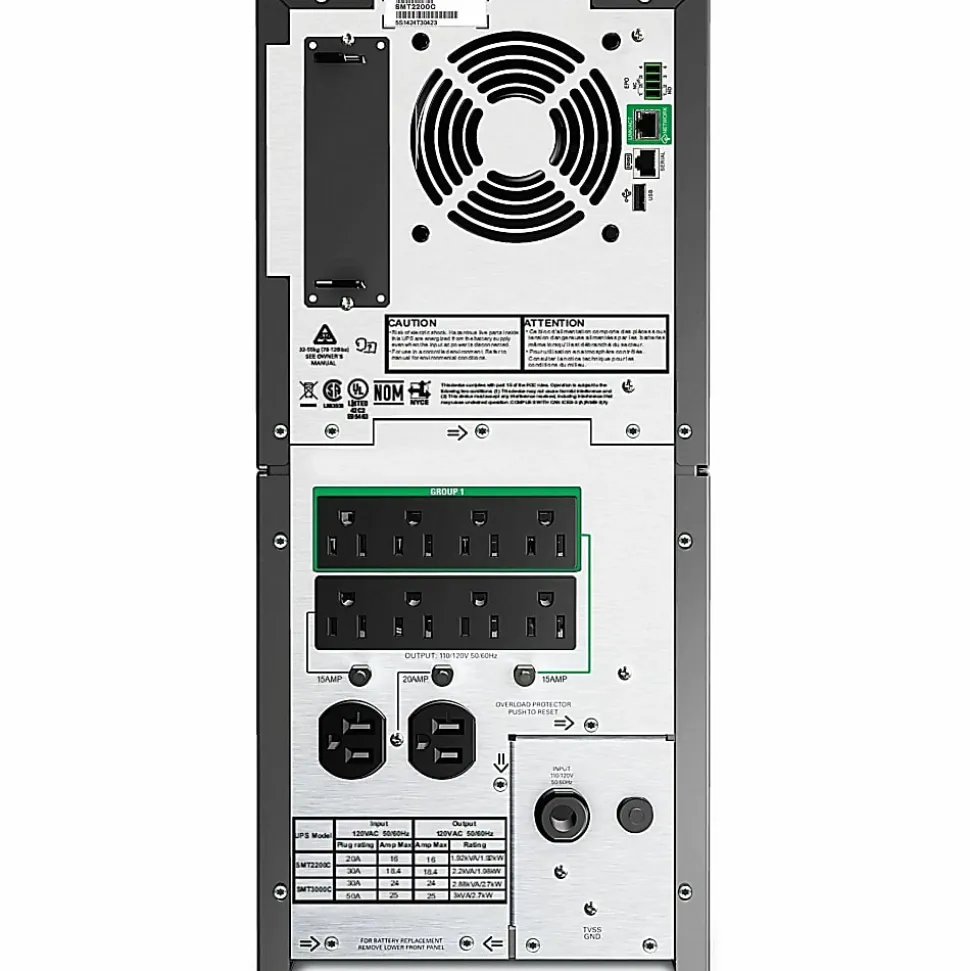 APC® Smart-UPS 10-Outlet Tower With SmartConnect, 2,200VA/1,920 Watts, SMT2200C