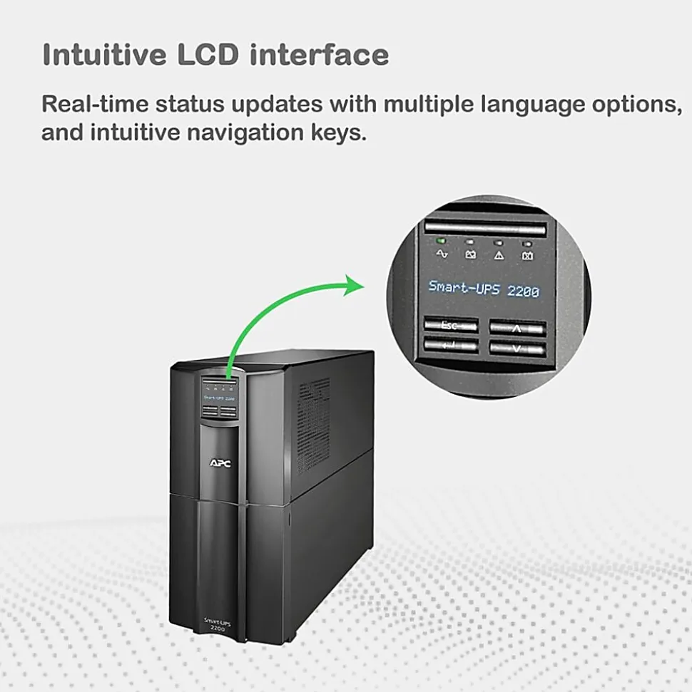 APC® Smart-UPS 10-Outlet Tower With SmartConnect, 2,200VA/1,920 Watts, SMT2200C