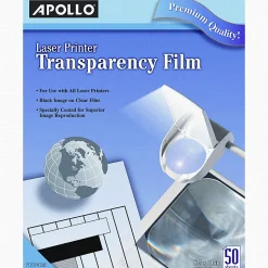 Apollo® Laser Printer Transparency Film, 8 1/2" x 11", Box Of 50 Sheets