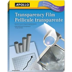 Apollo® Plain Paper Copier Transparency Film, Black On Clear With Strip, Box Of 100 Sheets