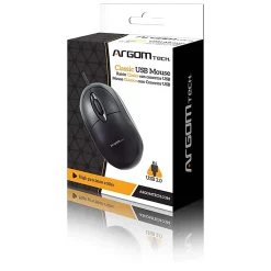 Argom Tech Classic Wired USB Mouse, Full Size, Black, A00085