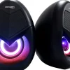 Argom Tech Combat S62 2.0CH Multimedia Stereo LED Wired Gaming Speakers, Black, Set Of 2 Speakers