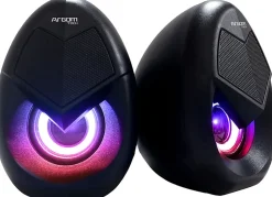 Argom Tech Combat S62 2.0CH Multimedia Stereo LED Wired Gaming Speakers, Black, Set Of 2 Speakers