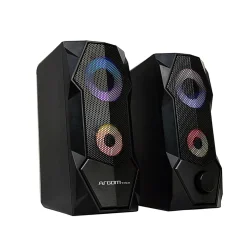 Argom Tech Combat S68 2.0CH Multimedia Stereo LED Wired Gaming Speakers, Black, Set Of 2 Speakers
