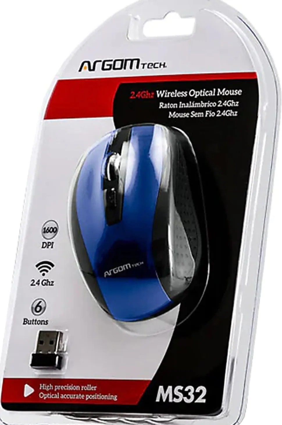 Argom Tech 2.4GHz Wireless Mouse, Full Size, Black, A00082