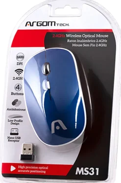 Argom Tech 2.4GHz Wireless Optical Mouse, Full Size, Black