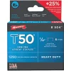 Arrow 50424 T50 Staples, #504, 1/4"L x 3/8"W, Silver, Box Of 1,250 Staples