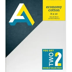 Art Alternatives Economy Cotton Stretched Canvases, 8"W x 10"H, Pack Of 2
