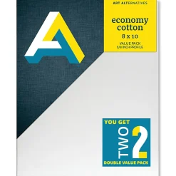 Art Alternatives Economy Cotton Stretched Canvases, 8"W x 10"H, Pack Of 2