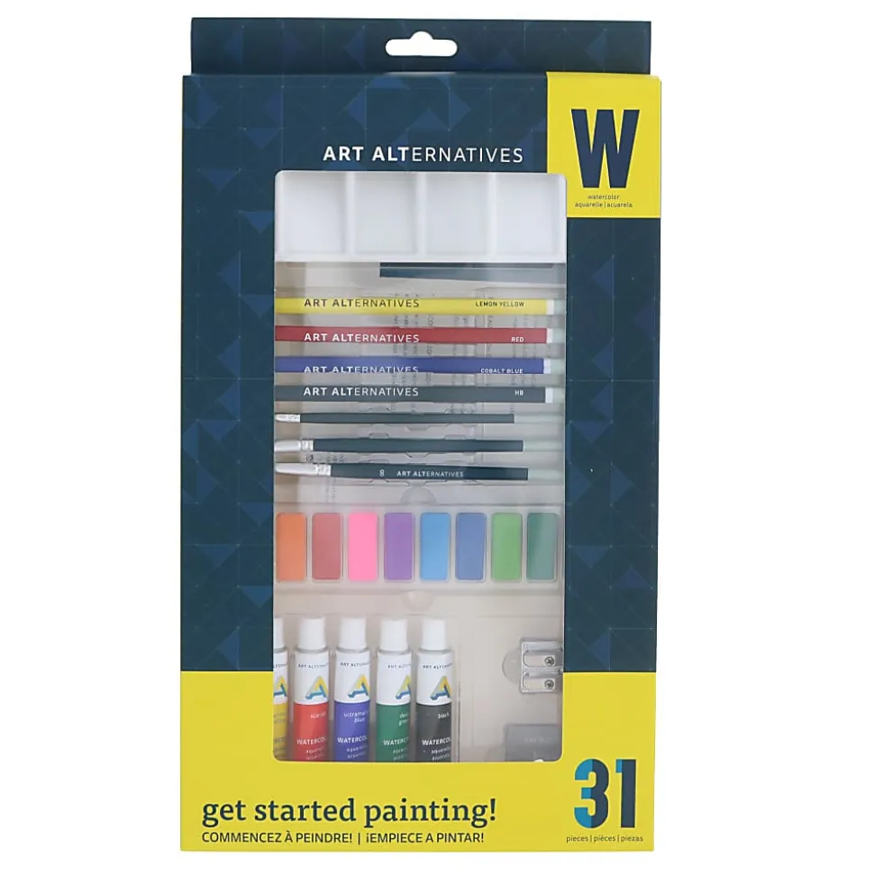 Art Alternatives Get Started Art Set, Watercolor, Set Of 31 Pieces