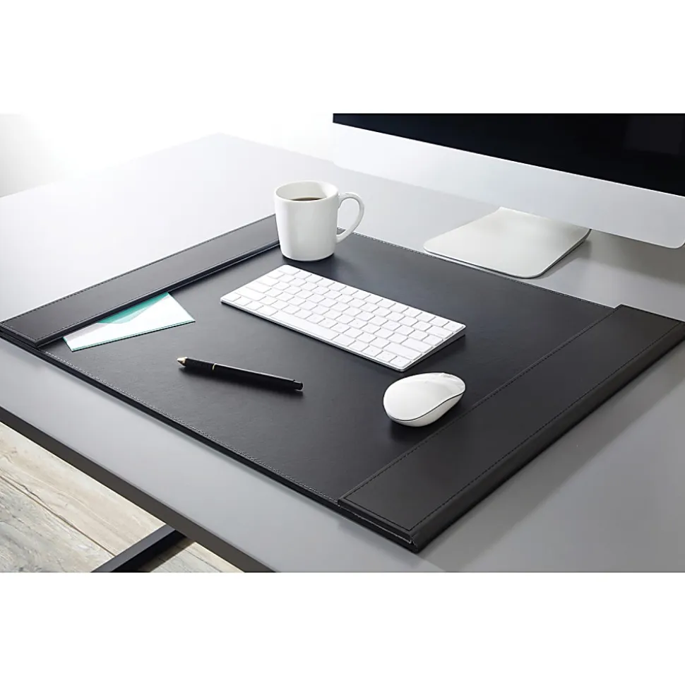 Artistic™ Leatherette Desk Pad With Fold-Out Side Rails, 24" x 19", Black/Gray, Total Qty 1