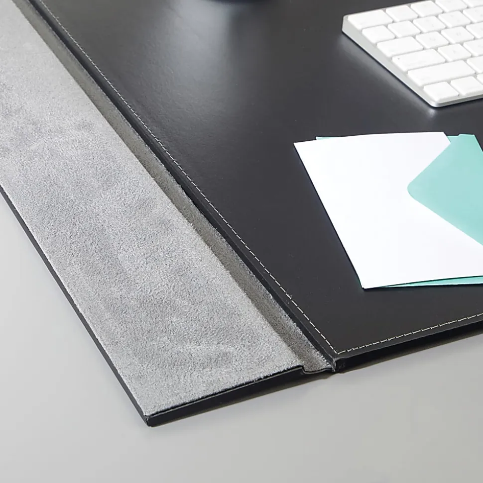Artistic™ Leatherette Desk Pad With Fold-Out Side Rails, 24" x 19", Black/Gray, Total Qty 1