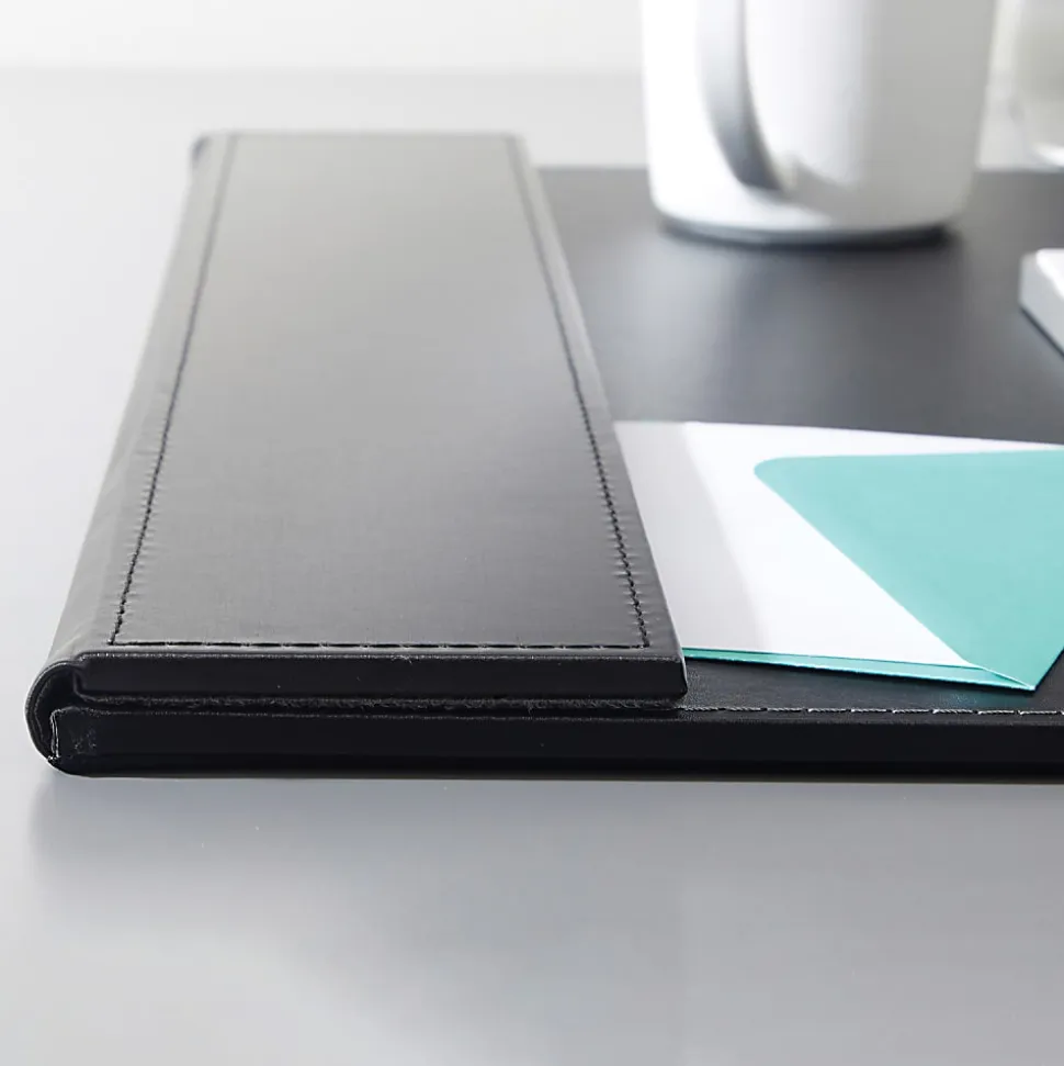Artistic™ Leatherette Desk Pad With Fold-Out Side Rails, 24" x 19", Black/Gray, Total Qty 1