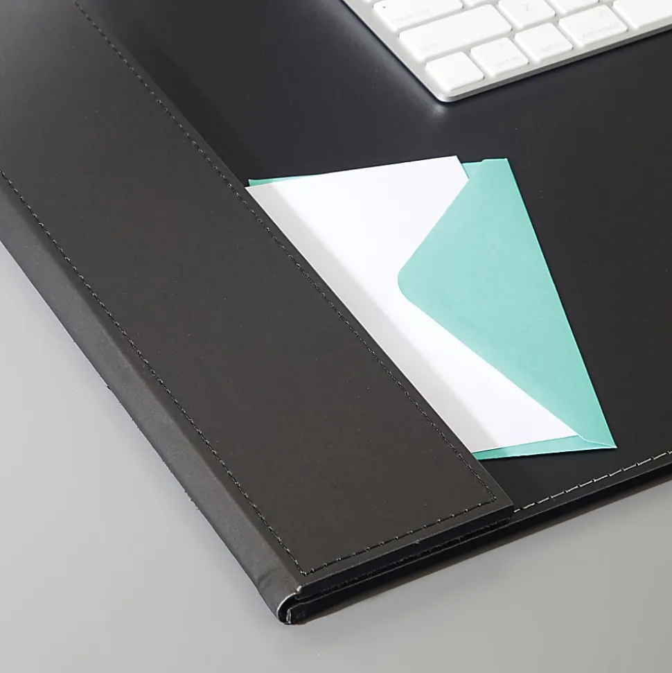 Artistic™ Leatherette Desk Pad With Fold-Out Side Rails, 24" x 19", Black/Gray, Total Qty 1