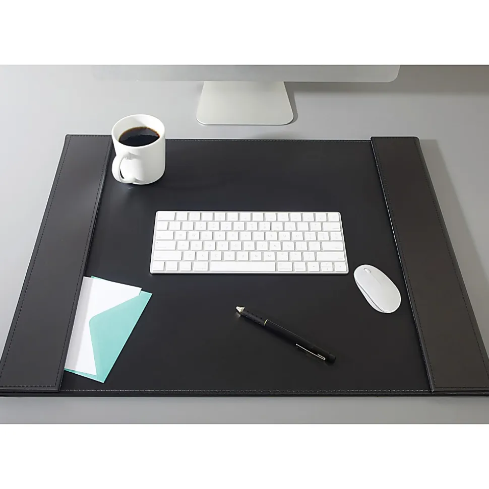 Artistic™ Leatherette Desk Pad With Fold-Out Side Rails, 24" x 19", Black/Gray, Total Qty 1