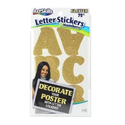 Artskills® Alpha Stickers, 2", Gold Glitter, Pack Of 72