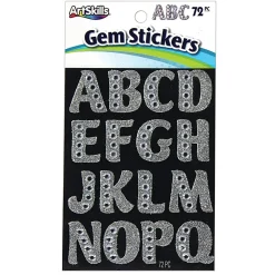 Artskills® Gem Alphabet Stickers, Large, 1 1/4", Custom, Silver, Pack Of 72