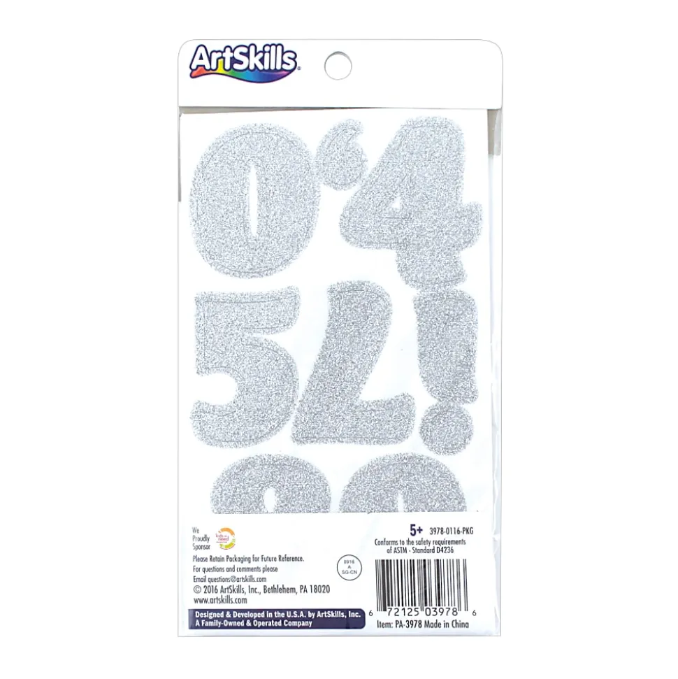 Artskills® Glitter Letter Stickers, 2 1/4", Custom, Silver, Pack Of 72