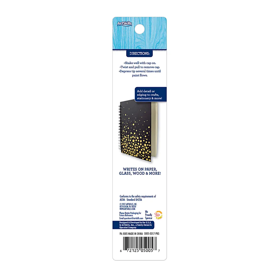 Artskills® Paint Marker, Bullet Point, Assorted Barrel Colors, Gold Paint