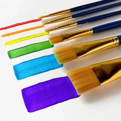 Artskills® Premium Craft Brushes, Natural Bristles, Blue Handle, Set Of 6