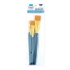 Artskills® Premium Craft Brushes, Natural Bristles, Blue Handle, Set Of 6