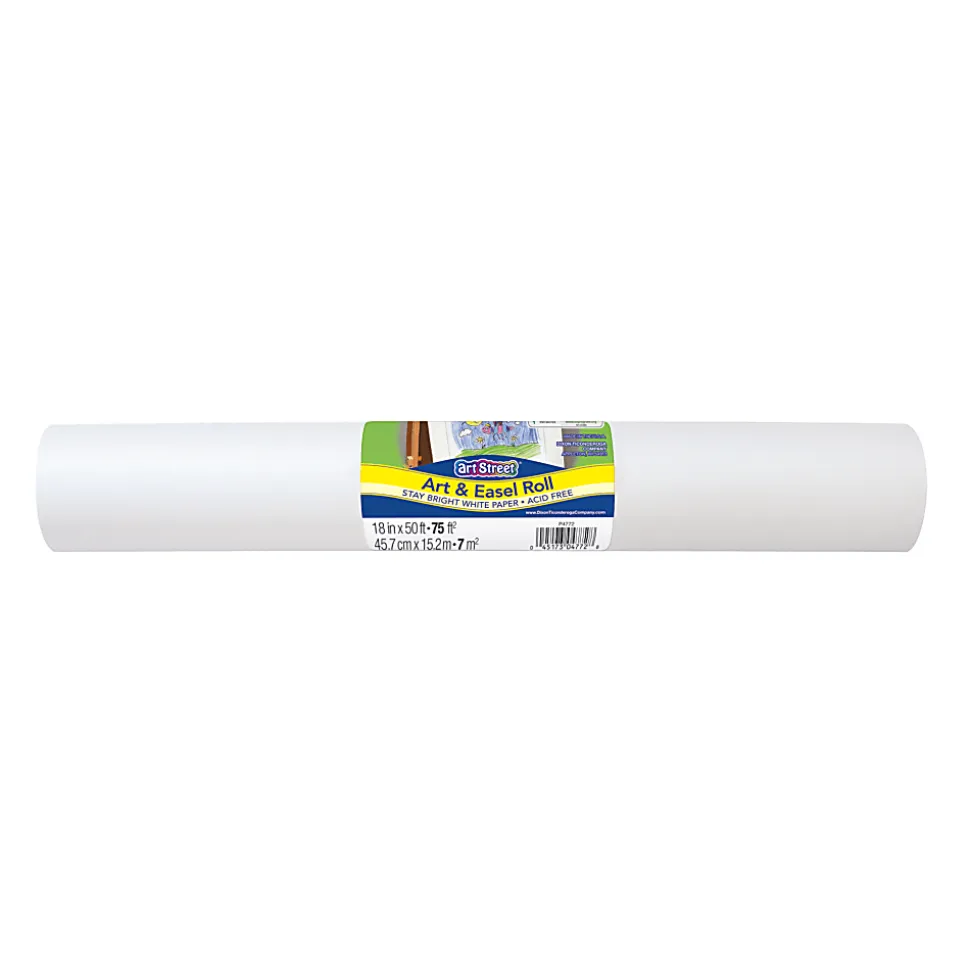 Art Street Art & Easel Roll, White, 18" X 50', Pack Of 3 Rolls