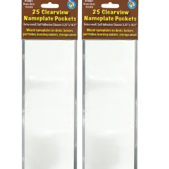 Ashley Productions Clear View Self-Adhesive Extra Small Name Plate Pocket 3.25" x 10.5", 25 Per Pack, 2 Packs