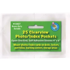 Ashley Productions Photo/Index Card Pockets, 4" x 6", Clear, 25 Pockets Per Pack, Set Of 5 Packs