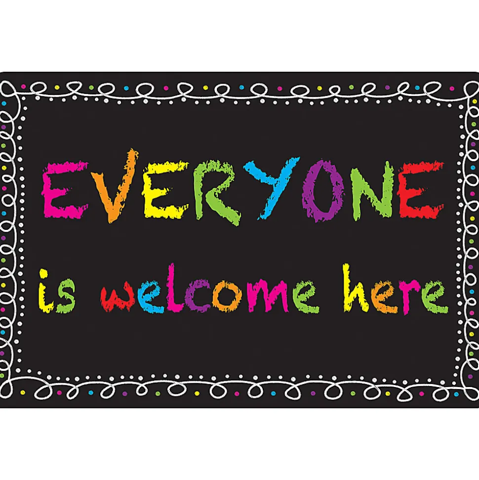 Ashley Smart Poly Computer Mouse Pad, 8" x 10", Everyone Is Welcome Here Chalk Loop, Pack Of 6 Mouse Pads