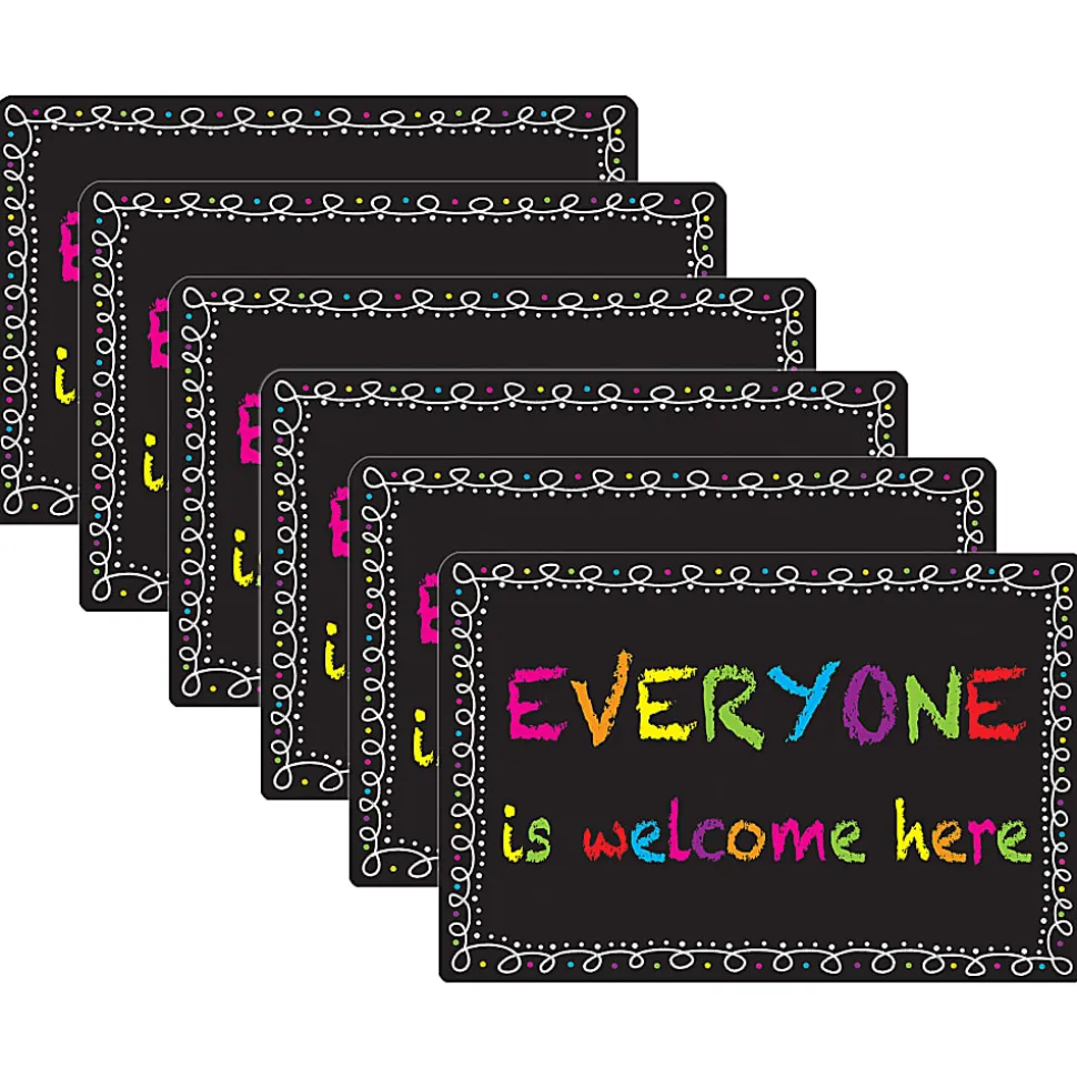 Ashley Smart Poly Computer Mouse Pad, 8" x 10", Everyone Is Welcome Here Chalk Loop, Pack Of 6 Mouse Pads