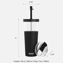 Asobu Marina 2-in-1 Tumbler, 28 Oz, Black
