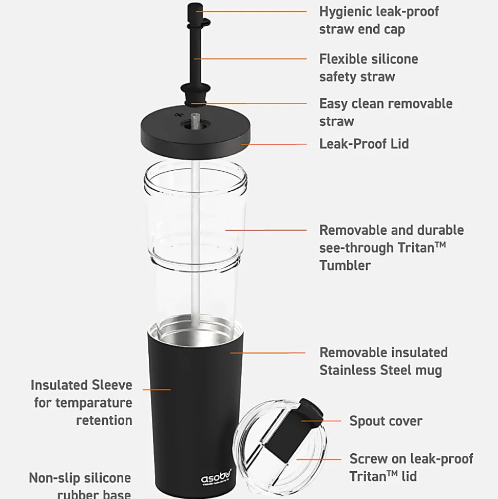 Asobu Marina 2-in-1 Tumbler, 28 Oz, Black