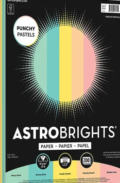 Astrobrights® Colored Inkjet Or Laser Print Paper, 1 Ream, Punchy Pastel Assortment, Letter Size (8-1/2" x 11"), Pack Of 200 Sheets, 24 Lb