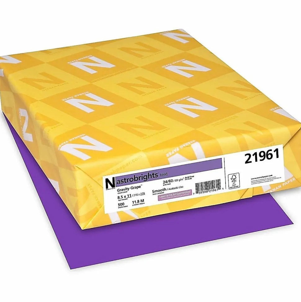 Astrobrights® Color Multi-Use Printer & Copy Paper, 1 Ream, Gravity Grape, Letter (8.5" x 11"), 500 Sheets Per Ream, 24 Lb, 94 Brightness