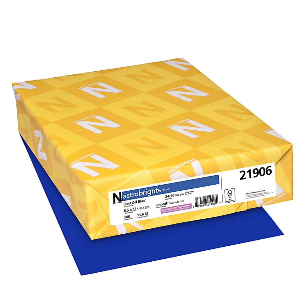 Astrobrights® Color Multi-Use Printer & Copy Paper, 1 Ream, Blast-Off Blue, Letter (8.5" x 11"), 500 Sheets Per Ream, 24 Lb, 94 Brightness