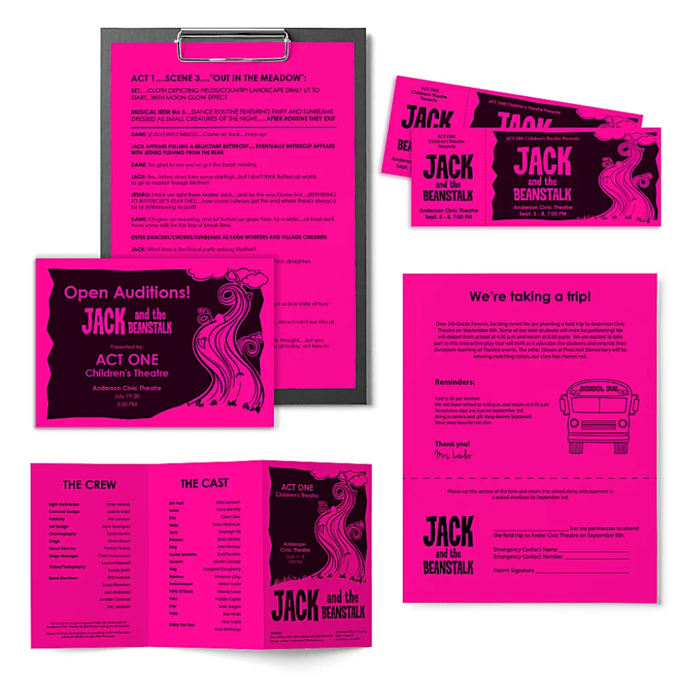 Astrobrights® Color Multi-Use Printer & Copy Paper, 1 Ream, Fireball Fuchsia, Letter (8.5" x 11"), 500 Sheets Per Ream, 24 Lb, 94 Brightness