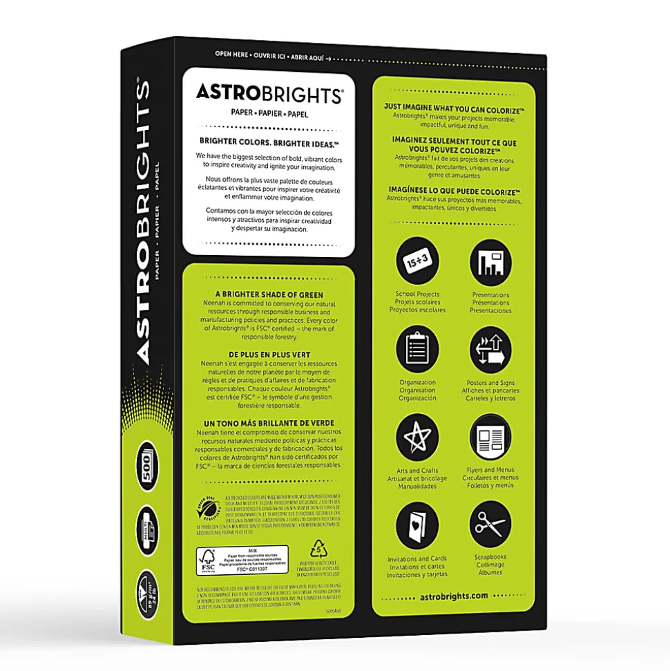 Astrobrights® Color Multi-Use Printer & Copy Paper, 1 Ream, Terra Green, Letter (8.5" x 11"), 500 Sheets Per Ream, 24 Lb, 94 Brightness
