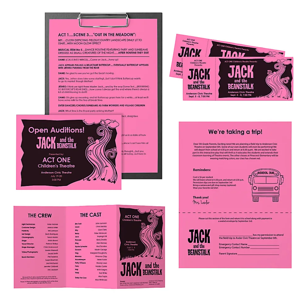 Astrobrights® Color Multi-Use Printer & Copy Paper, 1 Ream, Pulsar Pink, Letter (8.5" x 11"), 500 Sheets Per Ream, 24 Lb, 94 Brightness