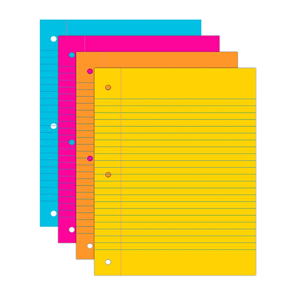Astrobrights® Filler Paper, 8" x 10 1/2", Wide Ruled, 20 Lb, FSC® Certified, Assorted Colors, Pack Of 100 Sheets