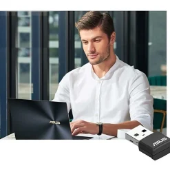 Asus USB-AX55 Nano IEEE 802.11ax Dual Band Wi-Fi Adapter for Computer, Notebook - USB 2.0 Type A - 1.76 Gbit/s - 2.40 GHz ISM - 5 GHz UNII - External
