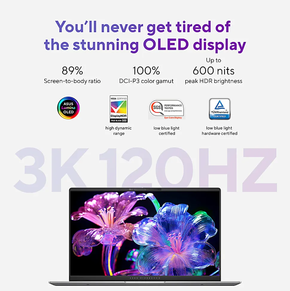 ASUS Vivobook S 15 Copilot+ PC Laptop, 15.6" Screen, Qualcomm Snapdragon X Elite X1E-78-100, 16GB Memory, 1TB SSD, Wi-Fi 7 - S5507QADPS96