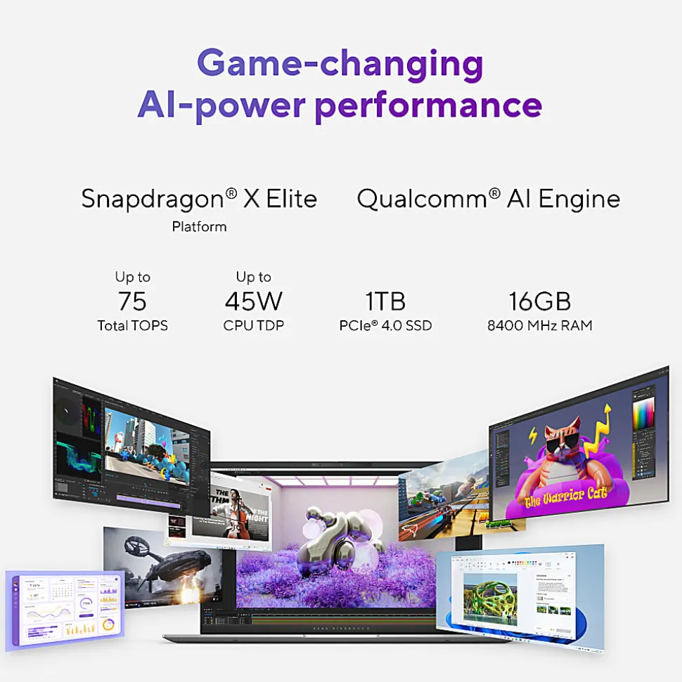 ASUS Vivobook S 15 Copilot+ PC Laptop, 15.6" Screen, Qualcomm Snapdragon X Elite X1E-78-100, 16GB Memory, 1TB SSD, Wi-Fi 7 - S5507QADPS96
