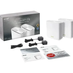 Asus ZenWiFi ET8 ET8 (W-2-PK) Wi-Fi 6 IEEE 802.11ax  Wireless Router - 2.40 GHz ISM Band - 5 GHz UNII Band - ET8W2PK