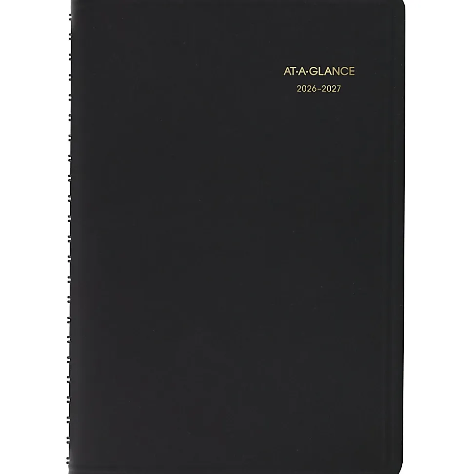 AT-A-GLANCE® Academic 2026-2027 Daily Appointment Book Planner, Black, Small, 5" x 8"