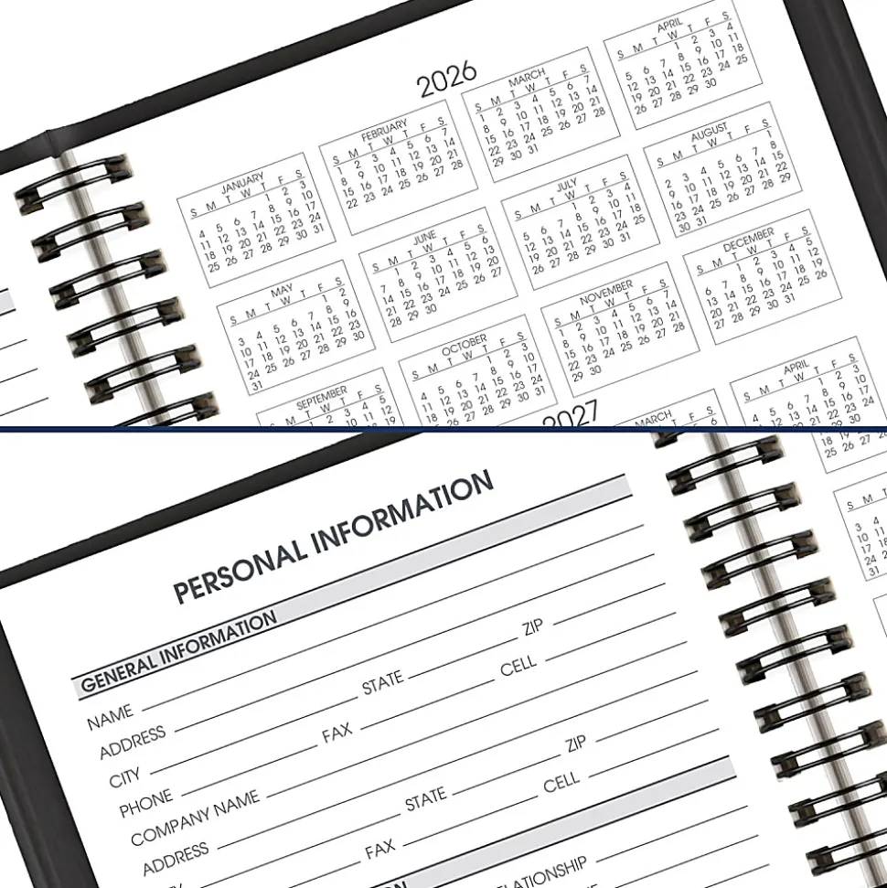 AT-A-GLANCE® Academic 2026-2027 Daily Appointment Book Planner, Black, Small, 5" x 8"