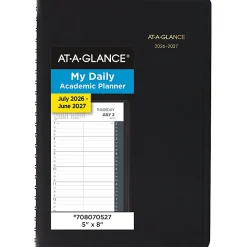 AT-A-GLANCE® Academic 2026-2027 Daily Appointment Book Planner, Black, Small, 5