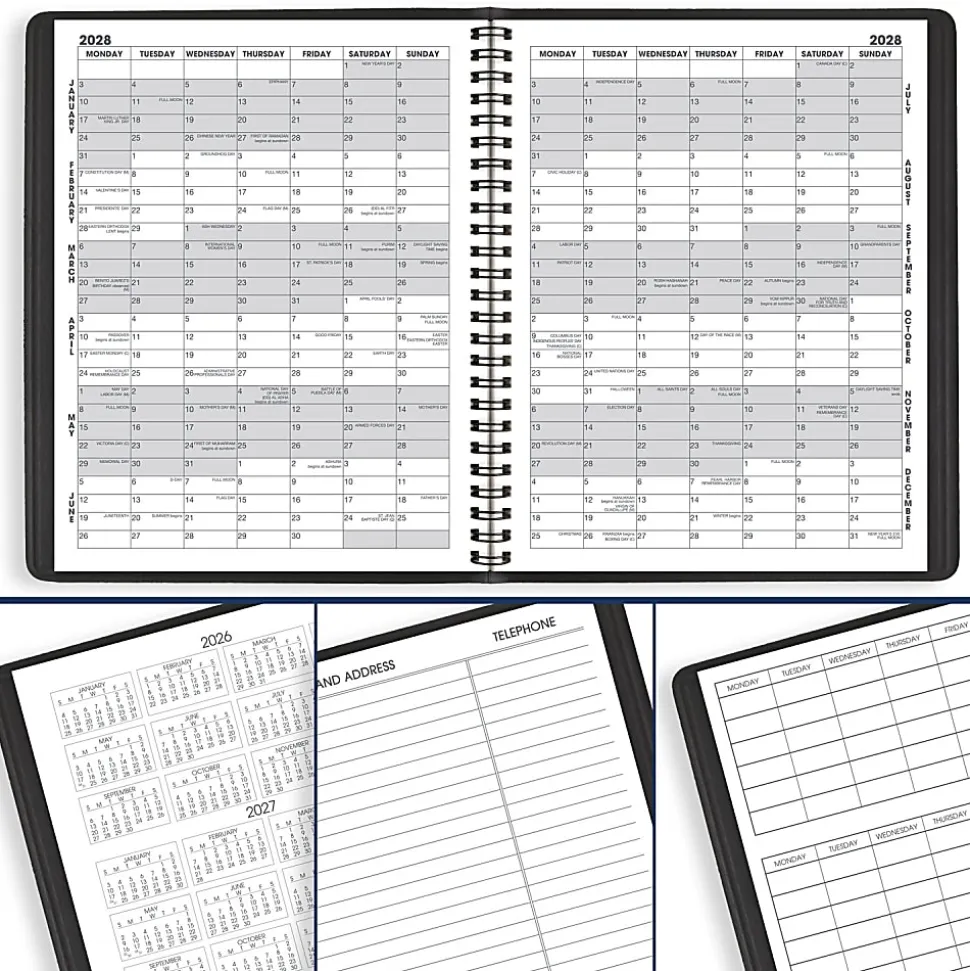 AT-A-GLANCE® Academic 2026-2027 18-Month Monthly Planner, Black, Medium, 7" x 8 3/4"
