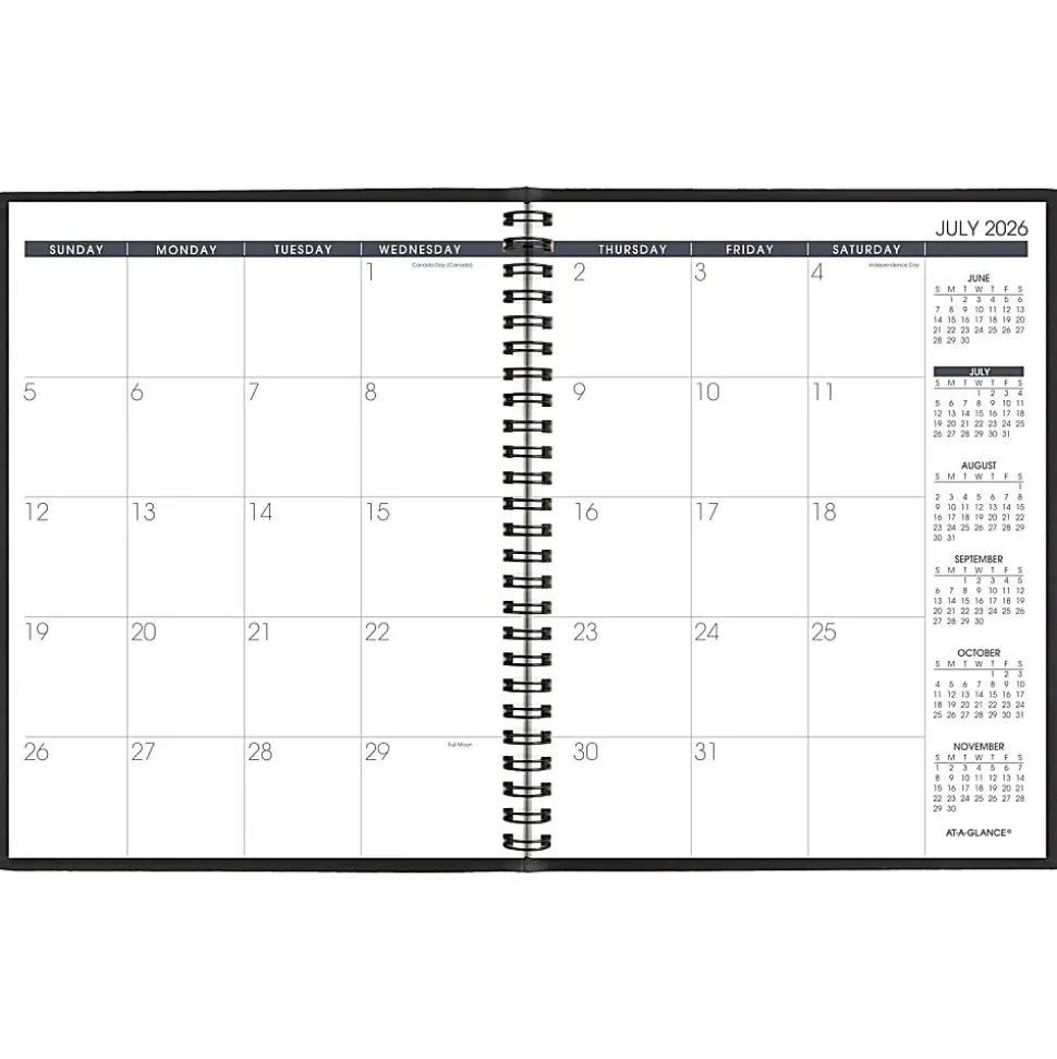 AT-A-GLANCE® Academic 2026-2027 18-Month Monthly Planner, Black, Medium, 7" x 8 3/4"