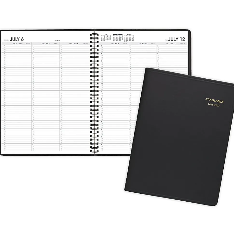 AT-A-GLANCE® Academic 2026-2027 Weekly Appointment Book Planner, Black, Large, 8 1/4" x 11"
