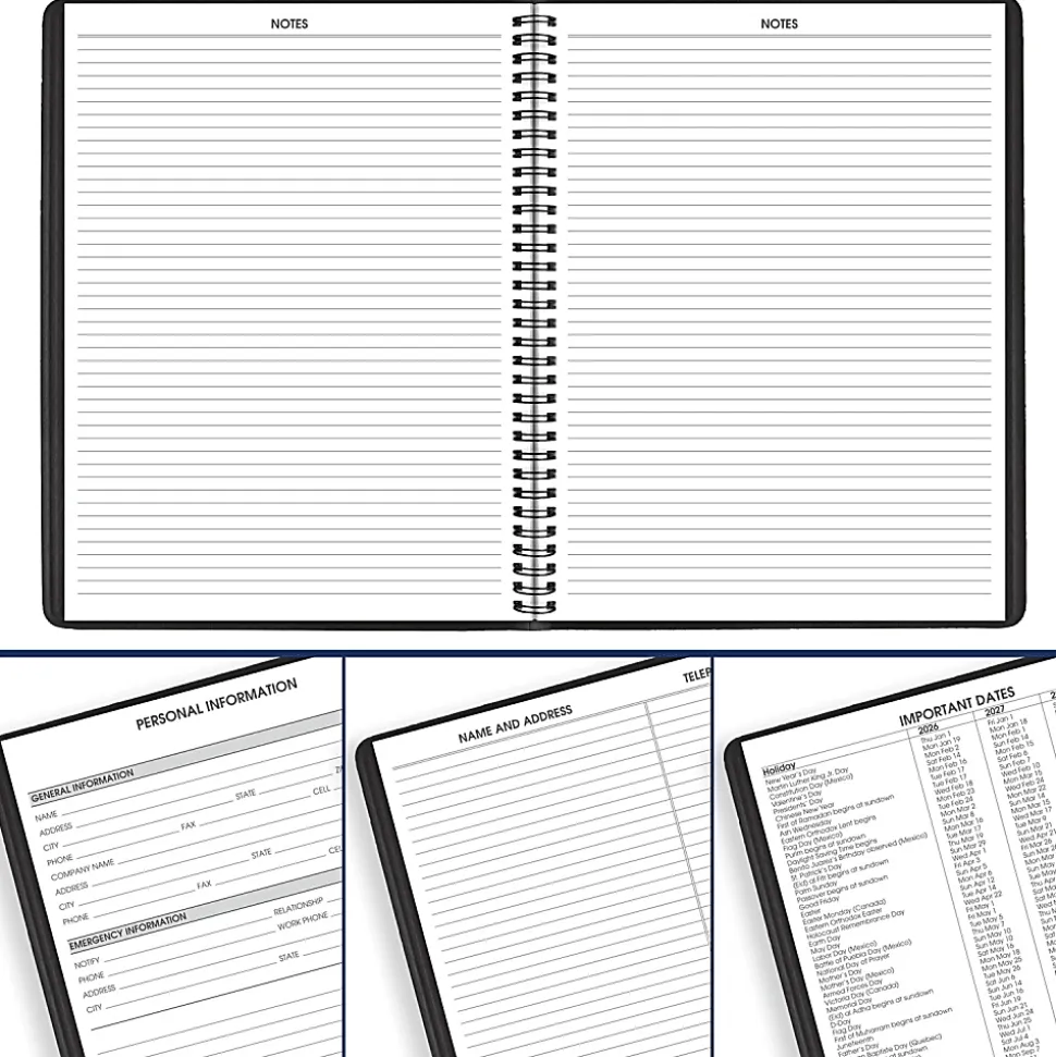 AT-A-GLANCE® Academic 2026-2027 Weekly Appointment Book Planner, Black, Large, 8 1/4" x 11"